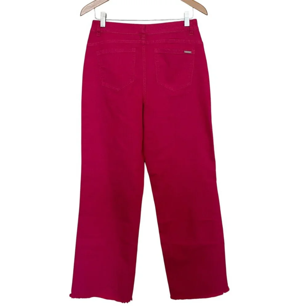 G by Giuliana Pink Stretch Bootcut Wide Leg Jean Raw Hem Barbiecore Y2K Pop 10